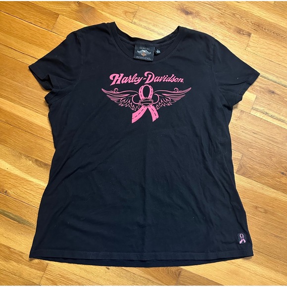 Harley-Davidson Tops - Harley-Davidson Womens Pink Ribbon Breast Cancer Awareness Winged Graphic Tee XL